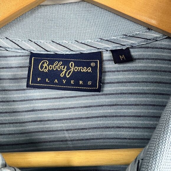 Bobby Jones Players Blue Striped Polo Shirt Size M Medium Short Sleeve - Picture 7 of 12